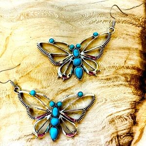 Butterfly Y2K Fashion Earrings Antique silver plated zinc alloy